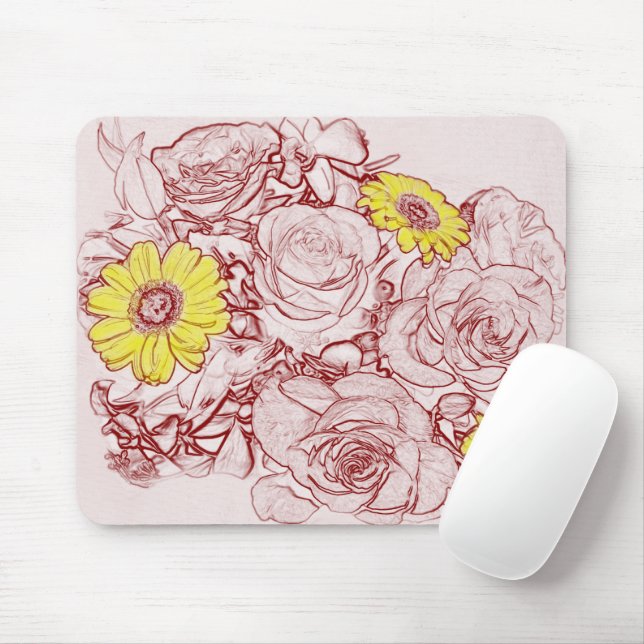 Tapis De Souris Bouquet bordé de Terra Cotta (Avec souris)