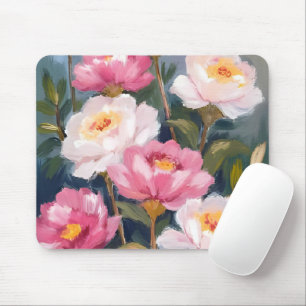 Tapis De Souris Bouquet de fleurs de pivoines roses aquarelle
