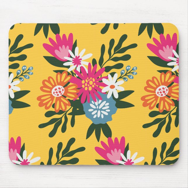 Tapis De Souris Bouquet de fleurs d'été sur or (Devant)