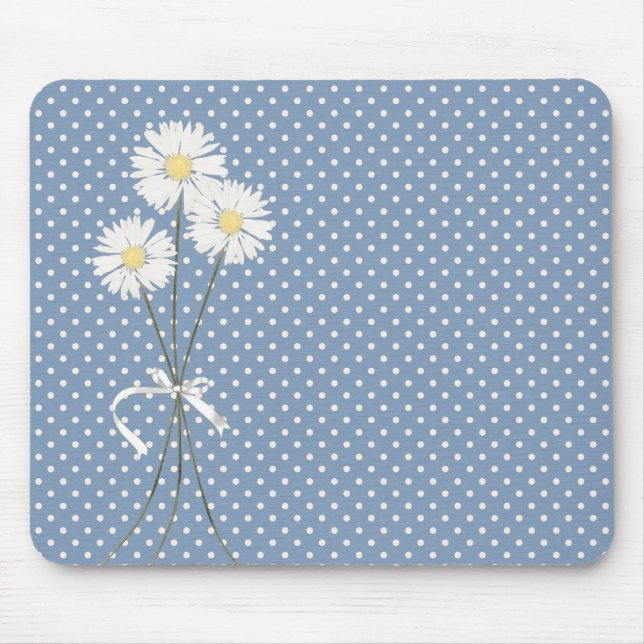 Tapis De Souris Bouquet de marguy blanc sur Pois (Devant)