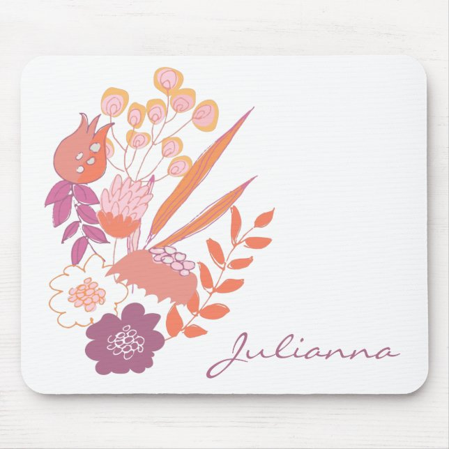 Tapis De Souris Bouquet floral Boho moderne Nom de l'illustration (Devant)