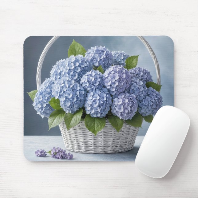 Tapis De Souris Bouquet Hydrangea dans un panier (Avec souris)