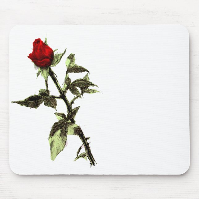 Tapis De Souris Bourgeon du rose rouge crayonné (Devant)