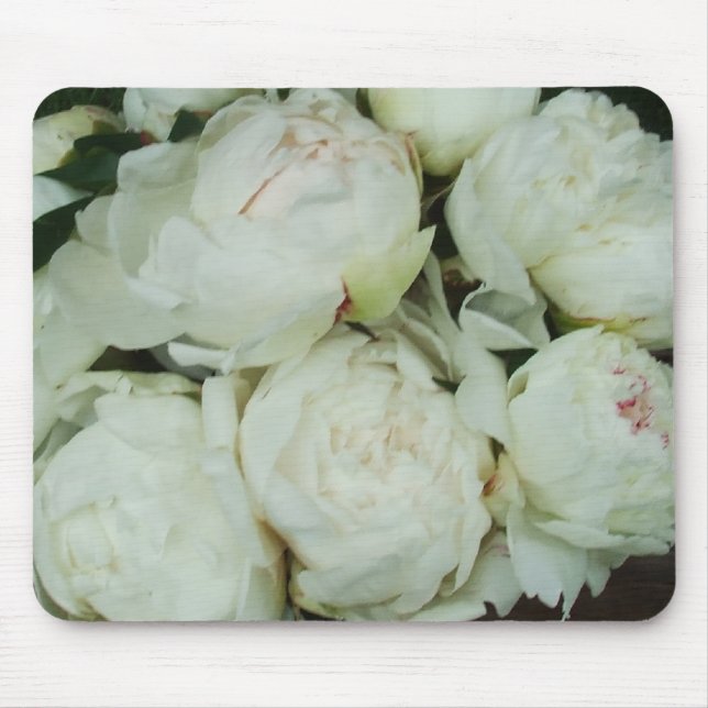 Tapis De Souris Bourgeon floraux blancs de pivoine (Devant)