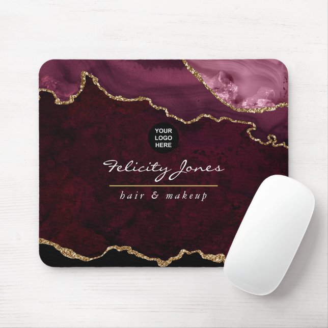 Tapis De Souris Bourgogne et Or Agate Precit Stone Business (Avec souris)