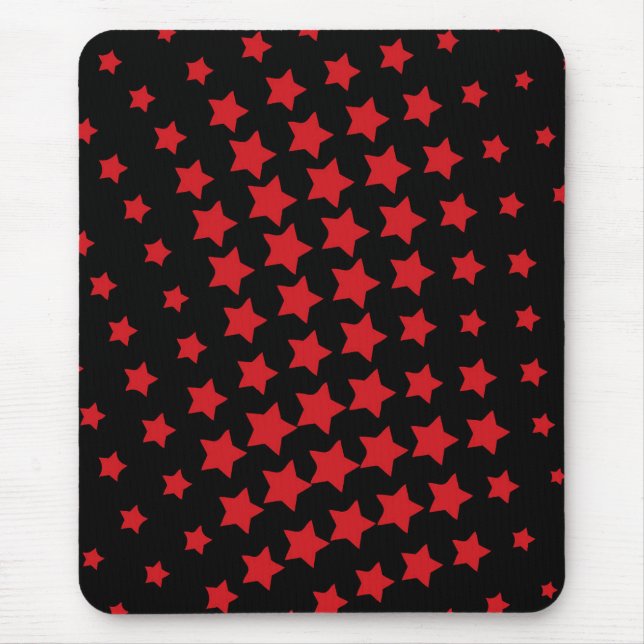 Tapis De Souris Bousepad moderne, noir, rouge, abstrait, étoiles (Devant)