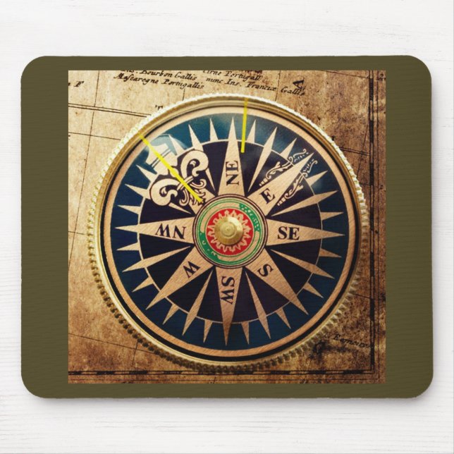 Tapis De Souris boussole antique nautique de plage côtière (Devant)