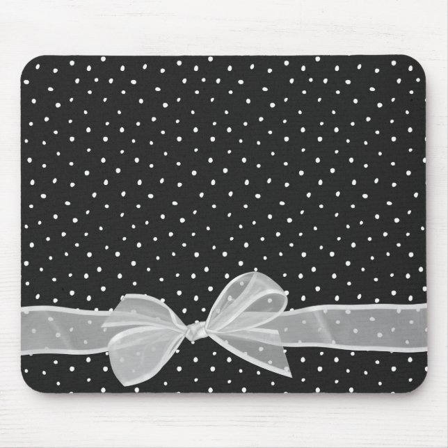 Tapis De Souris Bow blanc Sheer sur Pois (Devant)