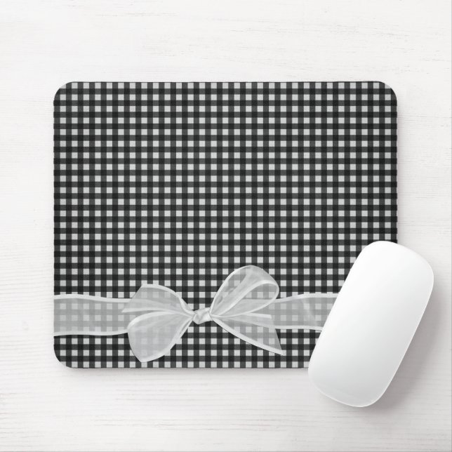 Tapis De Souris Bow en Sheer Blanc Sur En vichy Plaque Souris (Avec souris)