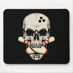 Tapis De Souris Bowling Pins Retro Skull Skeleton Head Bowling Bal