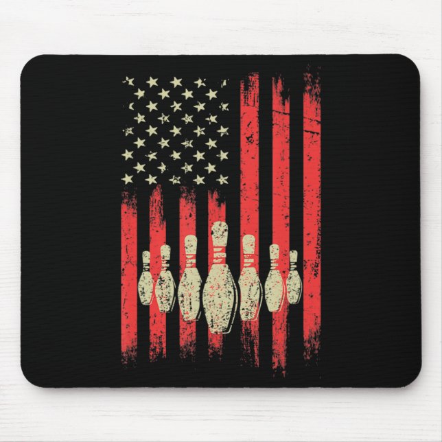 Tapis De Souris Bowling vintage American USA Flag Bowling (Devant)