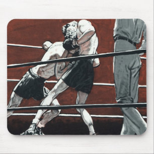 Tapis De Souris Boxe sportive vintage, des boxeurs s'affrontent su