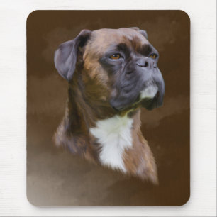 Tapis De Souris Boxer Peinture à l'huile de chien Portrait d'art