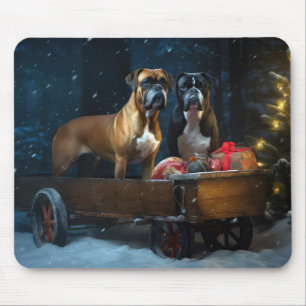 Tapis De Souris Boxer Snowy Sleigh Décor de Noël