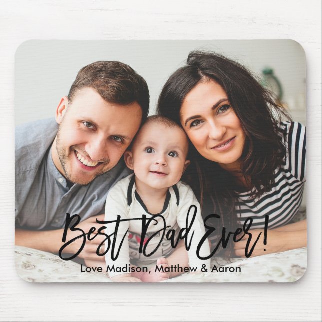 Tapis De Souris Bracelet Script Meilleur papa Jamais Photo (Devant)
