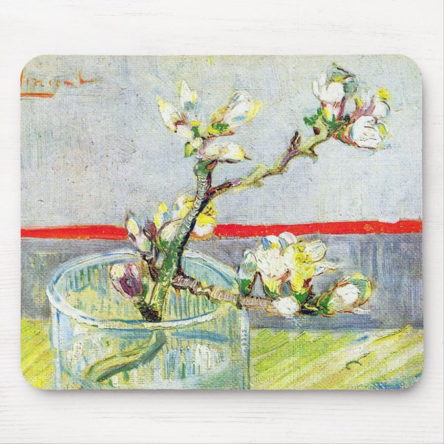 Tapis De Souris Branche d'amande en fleurs par Vincent van Gogh (Devant)