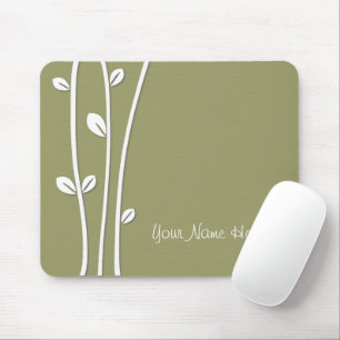 Tapis De Souris Branches blanches en feuilles