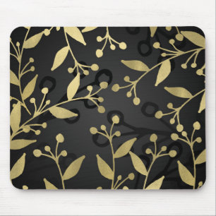 Tapis De Souris Branches Rustiques Modernes Botaniques Noir & Or