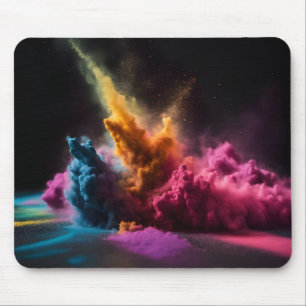 Tapis De Souris Bras en poudre arc-en-ciel sur noir