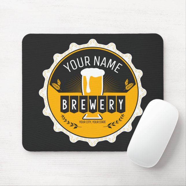Tapis De Souris Brasserie personnalisée Bouteille Casquette Bar (Avec souris)