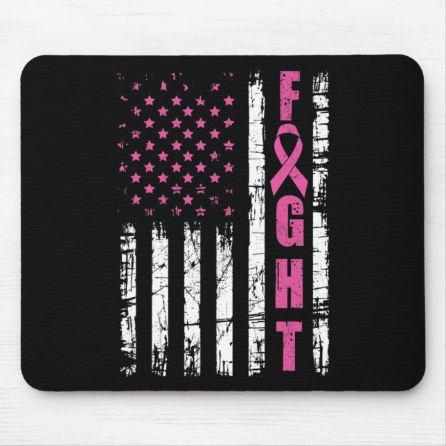 Tapis De Souris Breast Cancer Awareness American Flag Fight Pink R (Devant)