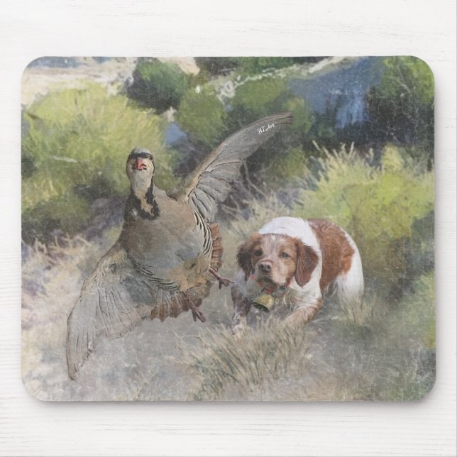 Tapis De Souris Bretagne Espagnol chasse perdrix chukar, Art (Devant)