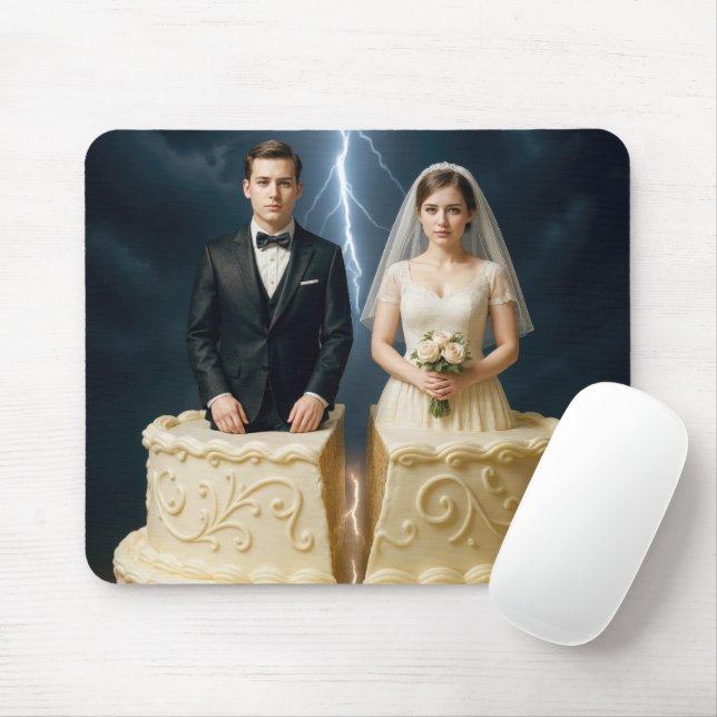 Tapis De Souris Bride and Groom On a Split Wedding Cake (Avec souris)
