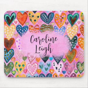 Tapis De Souris Bright Colorful Hearts Personnalisé Ado Dorm