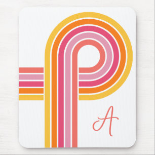 Tapis De Souris Bright Girl Curved Stripes Motif avec Monogramme
