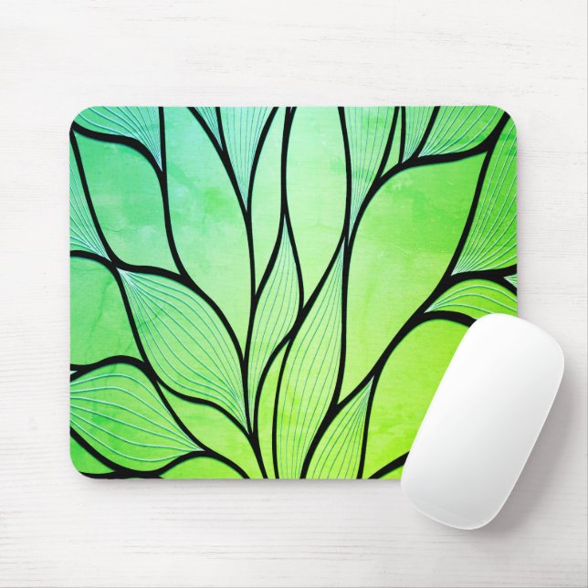Tapis De Souris Bright Green Hues Creative Leave Motif (Avec souris)