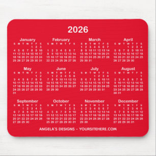 Tapis De Souris Bright Red and White Calendrier promotionnel