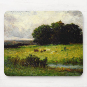 Tapis De Souris Bright Scene of Cattle near Stream - Edward Mitche