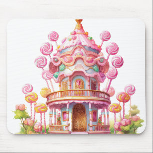 TAPIS DE SOURIS BRILLANTE ROSE HALLOWEEN CANDY LAND HOUSE