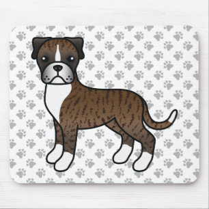 Tapis De Souris Brindle Boxer Chien Cute Cartoon Illustration & pa