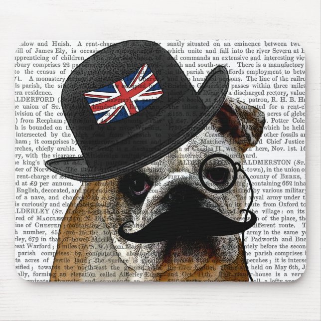 Tapis De Souris British Bulldog et Bowler Casquette (Devant)