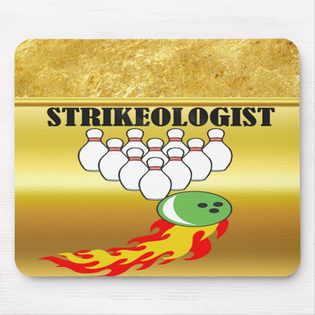 Tapis De Souris Broches de quilles et boule avec le mot STRIKEOLOG (Devant)