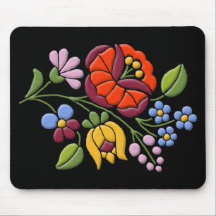 Tapis De Souris Broderie de Kalocsa - noir hongrois BG d'art