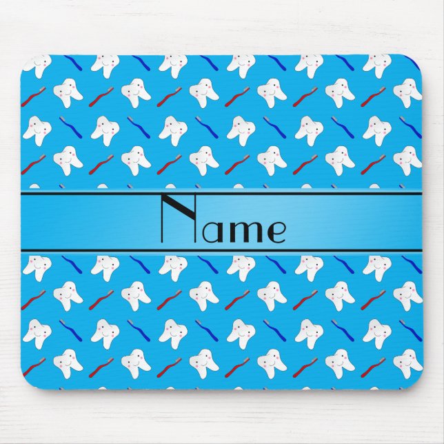 Tapis De Souris Brosses de bleu et motif nommés personnalisés de (Devant)