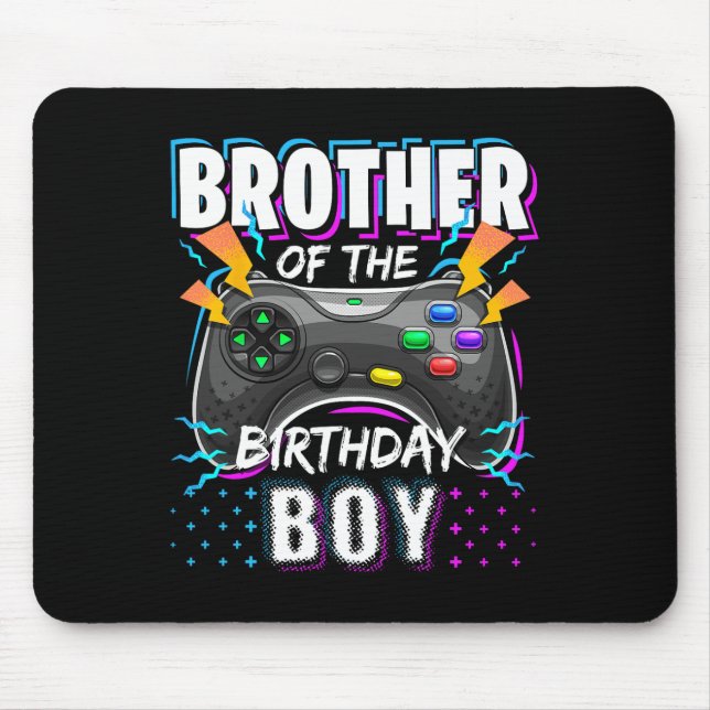 Tapis De Souris Brother Of The Birthday Boy Matching Video Game Bi (Devant)