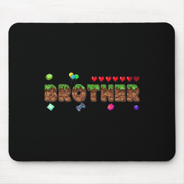 Tapis De Souris Brother Of The Birthday Boy Pixel Game Matching Fa (Devant)