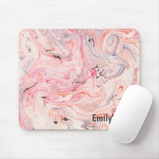 Tapis De Souris Brouillard rose et violet marbré (Avec souris)