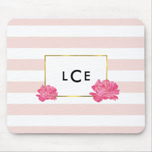 Tapis De Souris Brouille et poitrine rose Monogramme Mousepad