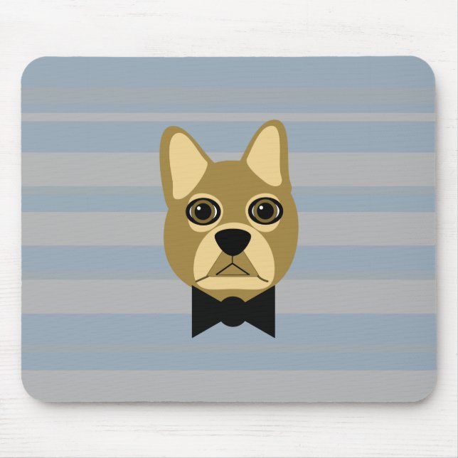 Tapis De Souris Brown Frenchie Bulldog, Stripes (Devant)