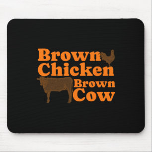 Tapis De Souris Brown poulet Vache Brown Retro Musique Bow Chicka 