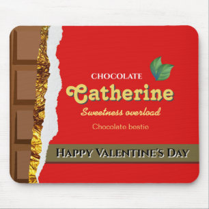 Tapis De Souris Brown réaliste & Valentines rouges Chocolat amusan