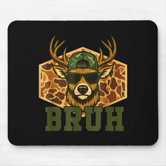 Tapis De Souris Bruh Deer Funny Deer Hunting Camo Hat Youth Teens  (Devant)