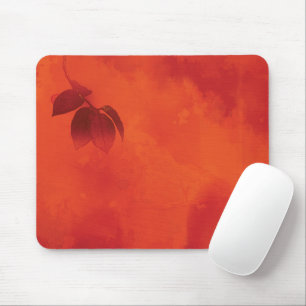 Tapis De Souris Brûlé Orange Persimmon Feuilles Abtract Automne