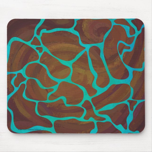 Tapis De Souris Brun de girafe et copie turquoise (Devant)