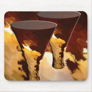 Tapis De Souris Brun d'or de bougies en verre de boisson