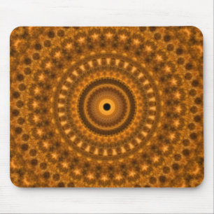 Tapis De Souris Brun et conception de fractale de spirles d'or